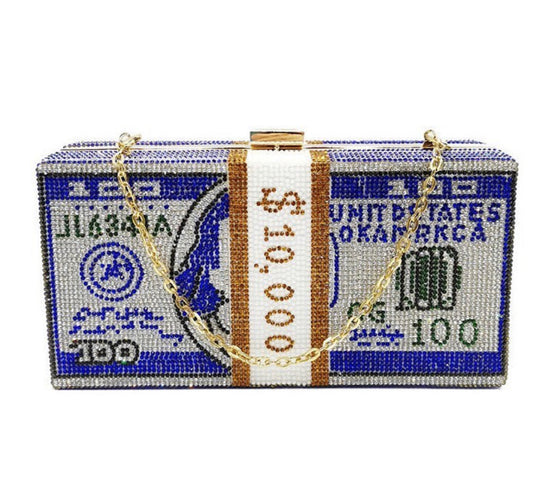 Money Bag Clutch Royal Blu & Gold