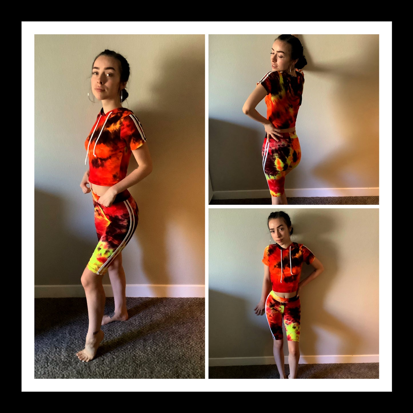 Girl on fire tie-dye 2 piece set
