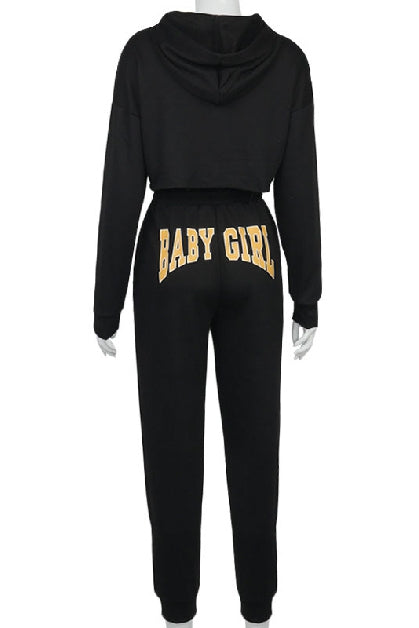 Babygirl Cropped-Top Hoodie Set