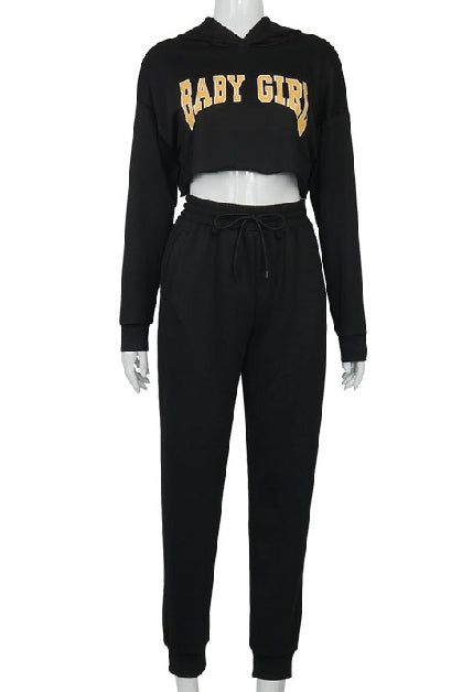 Babygirl Cropped-Top Hoodie Set