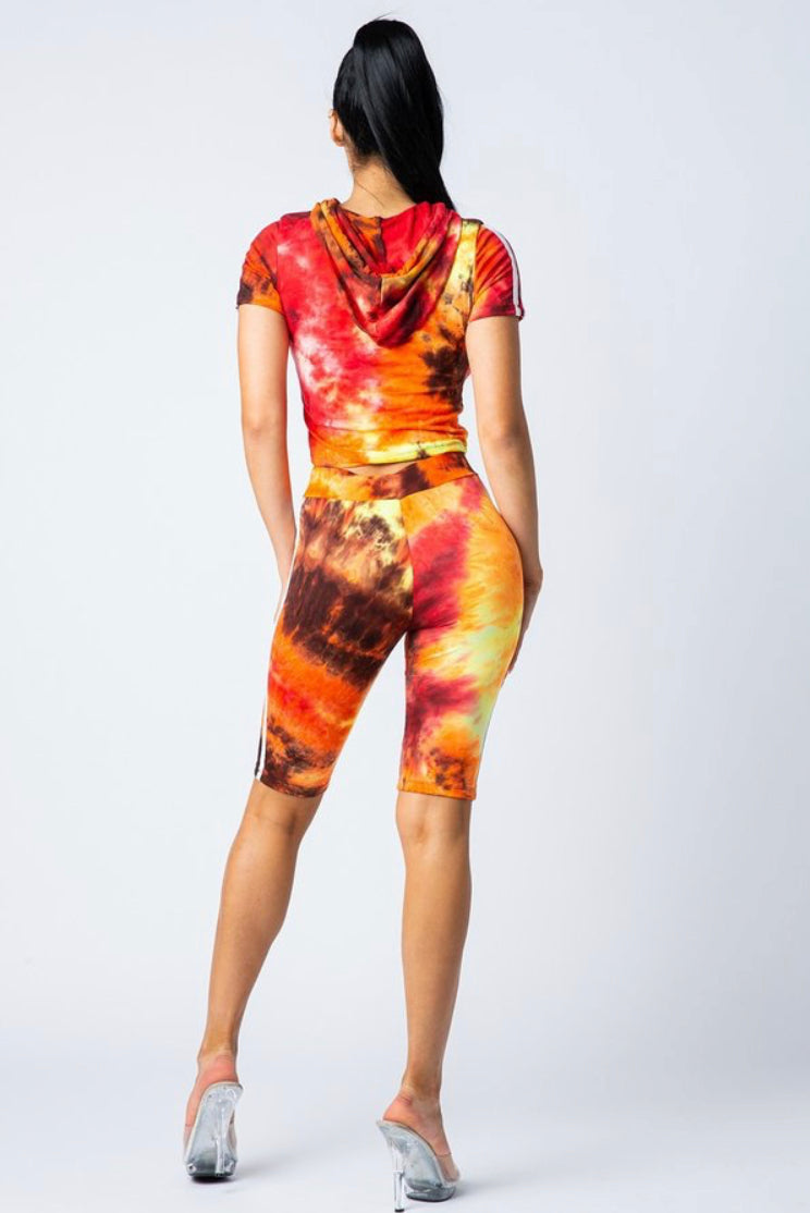 Girl on fire tie-dye 2 piece set