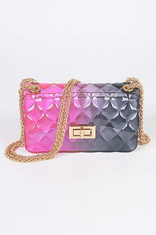 Multi color Jelly Bag pink and black