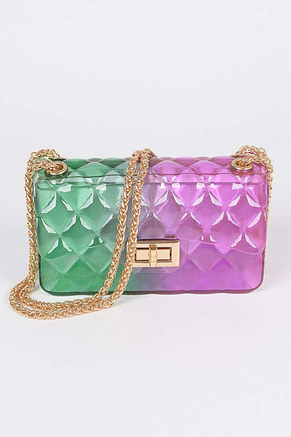 Multi Colored Jelly bag green and purple