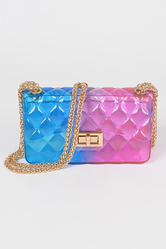 Multi Colored Jelly Bag Blue and Pink